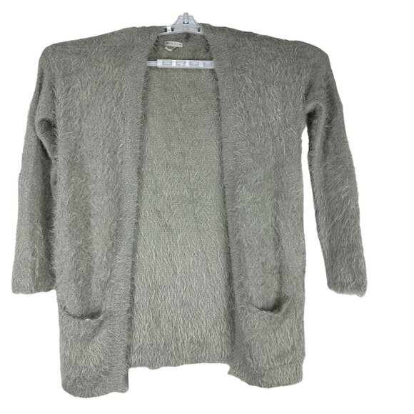 Cato Womens Large Gray Fluffy Cardigan Sweater Pockets - Picture 1 of 6